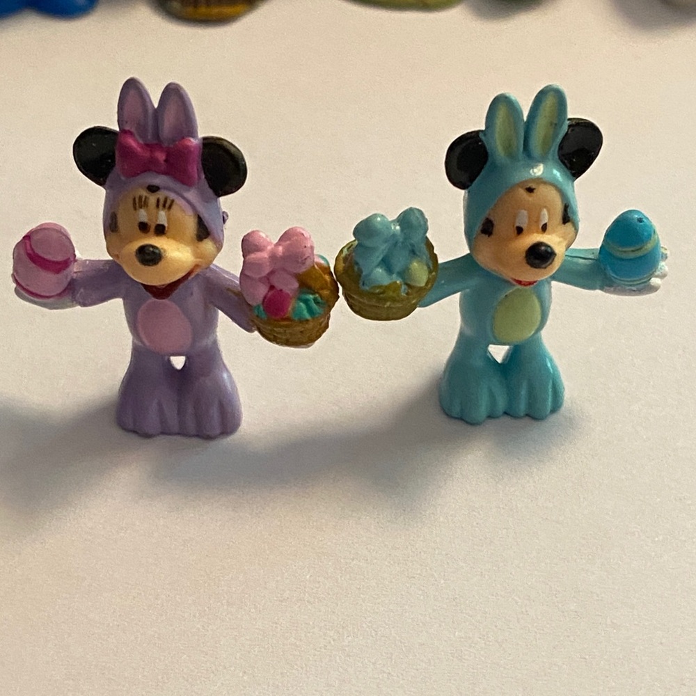 Disney Minnie & Mickey Bunny Costume Mini Figures - Lavender Purple & Teal Blue